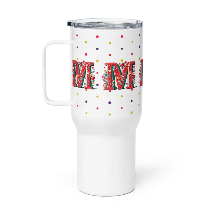 Valentine’s Monogram Letter M(3) Travel Mug with Handle product image (1)