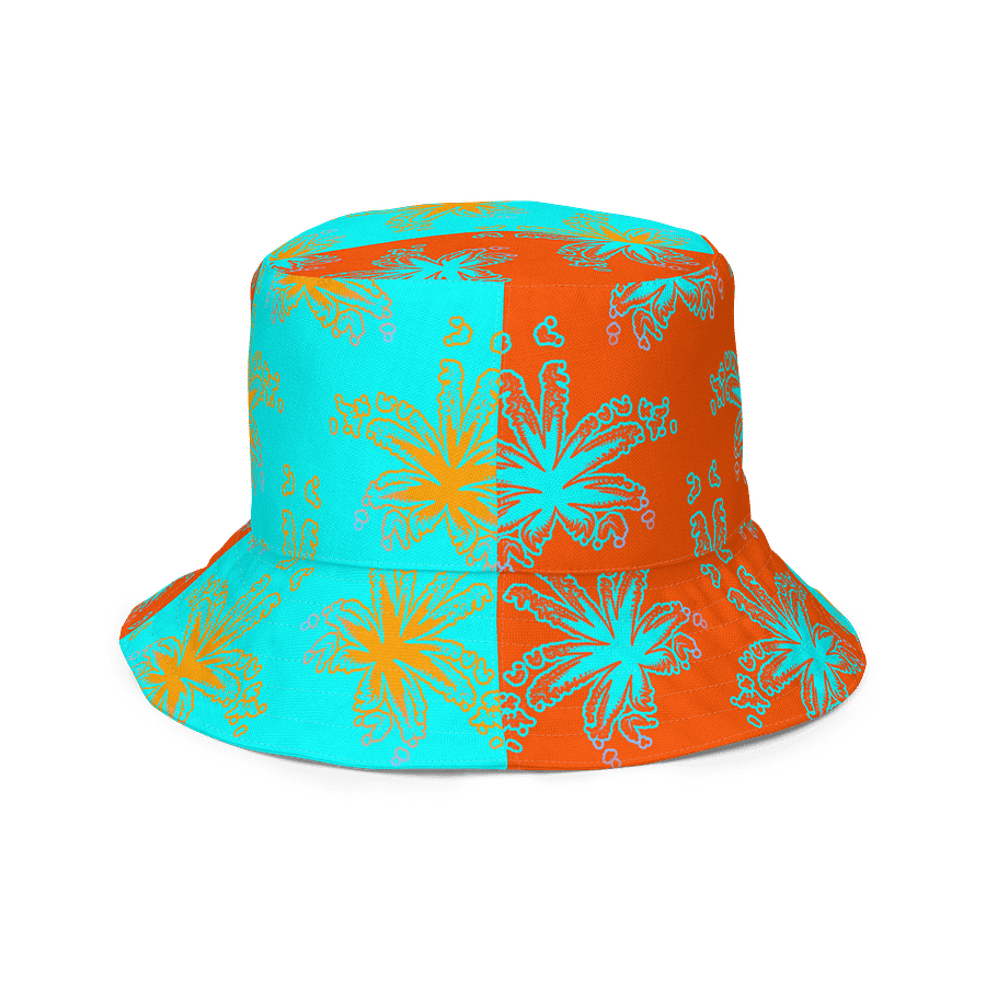 Stoner Circus Cannabis Summertime Reversible Bucket Hat, Pink Green Orange Blue Weed Reefer Rave Accessory, 420 Pot Leaf Festival Fashion product image (8)