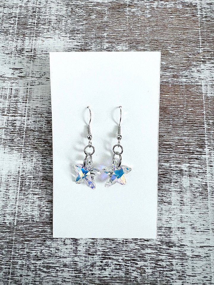 MFD-00100 | Handmade Iridescent Crystal Star Earrings | Monique Faella Designs™ product image (2)