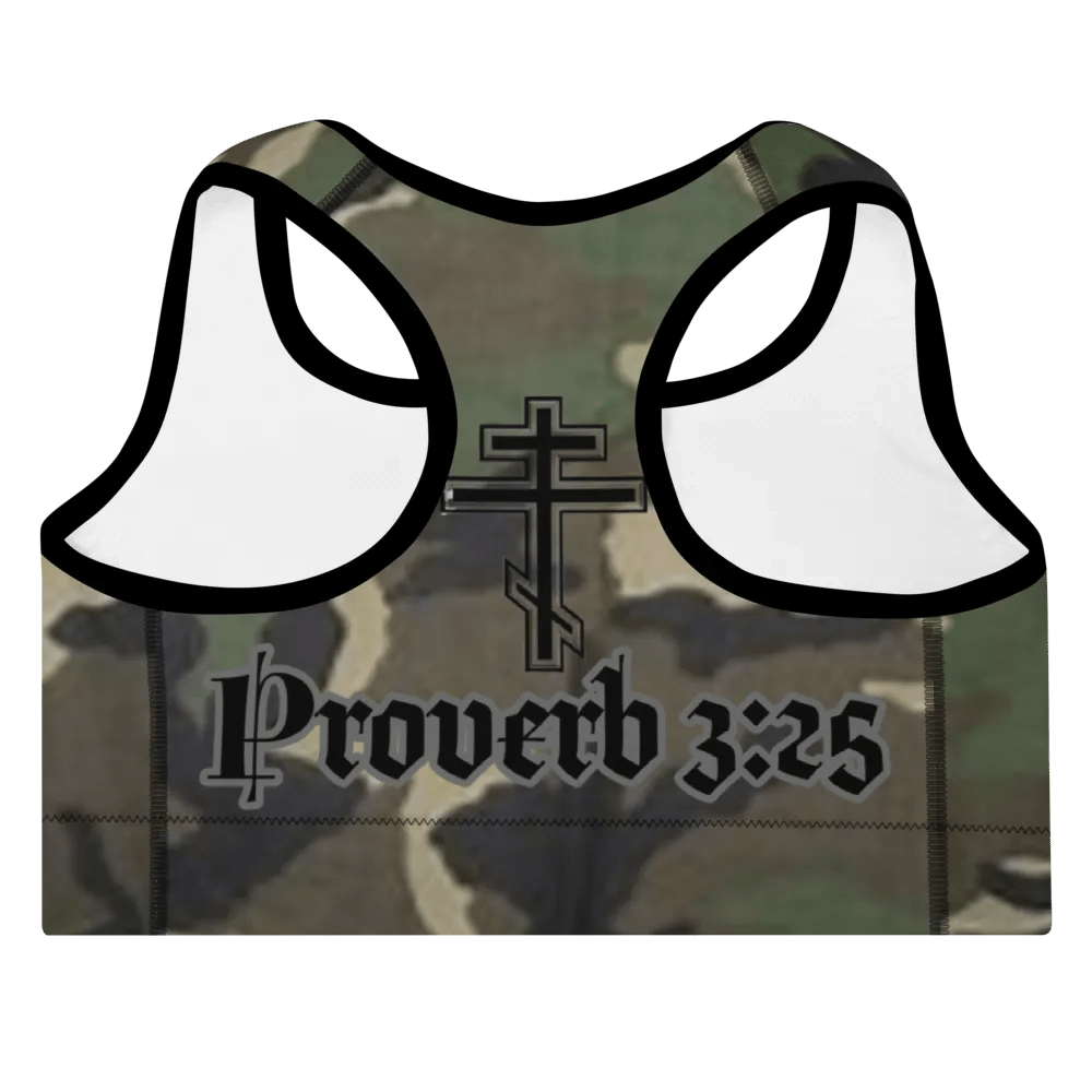 Faithful Camo: Proverb 3:25 Padded Sports Bra - Woodland product image (7)