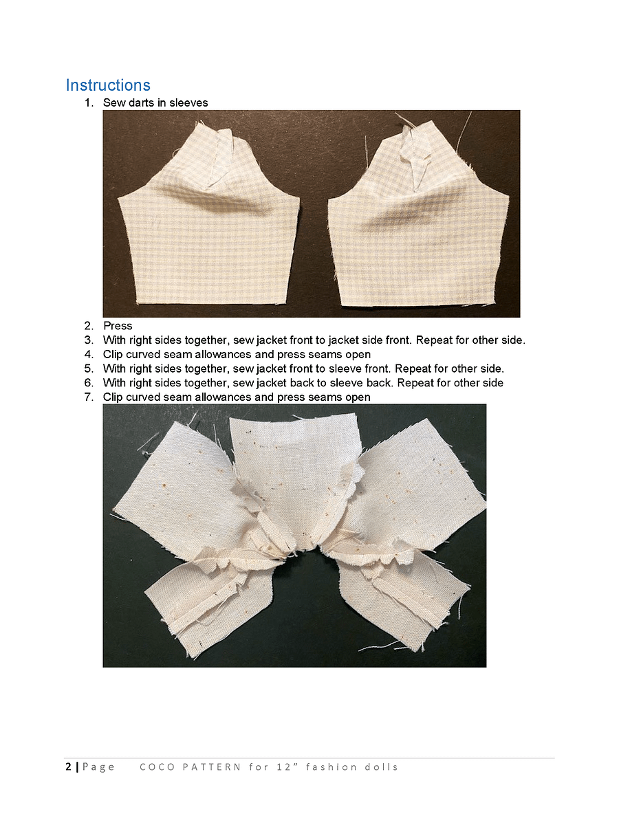 Coco sewing pattern for 12" fashion dolls product image (3)