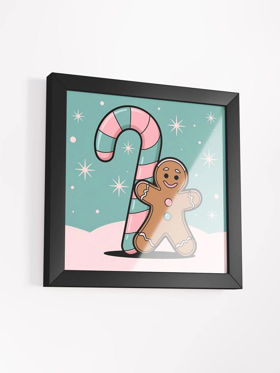 Festive Candy Cane and Gingerbread Man Framed Matte Poster product image (7)