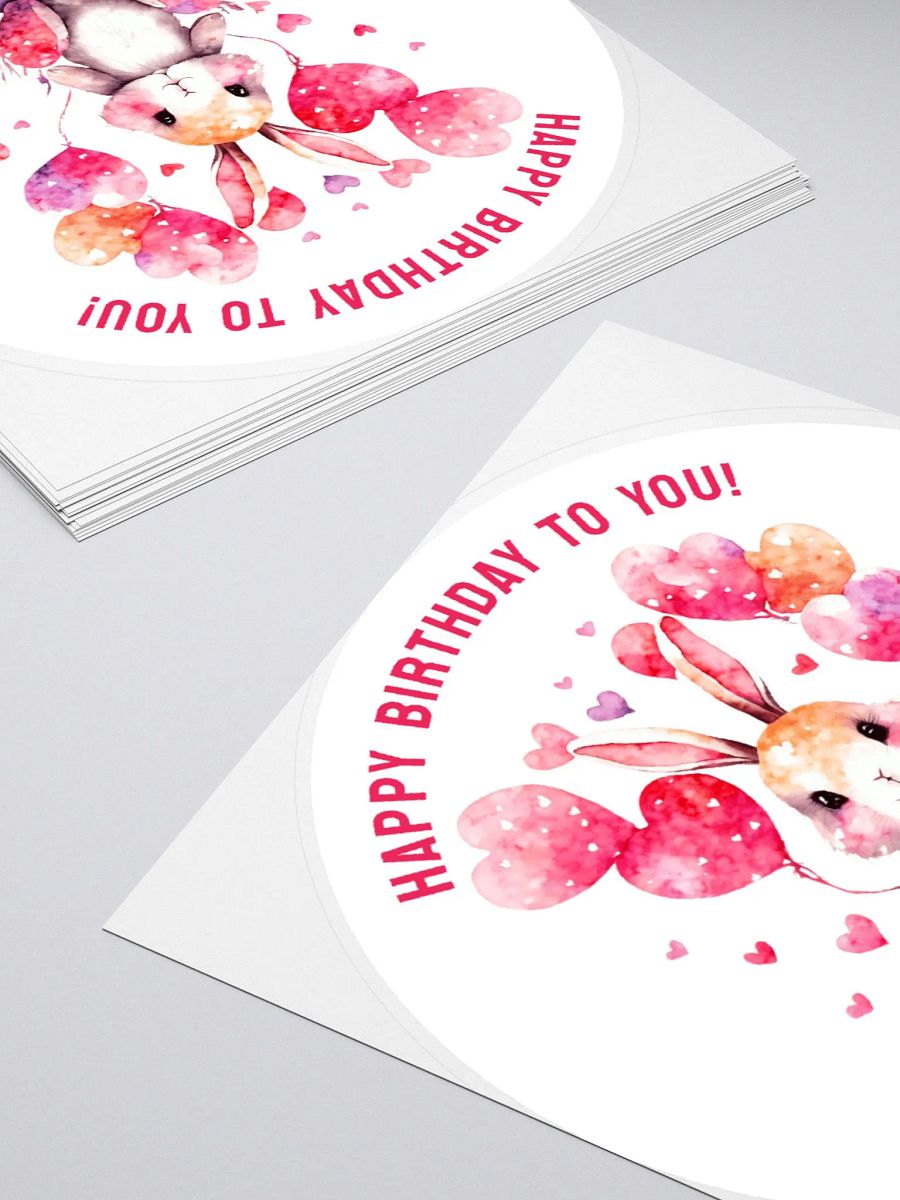 Happy Birthday Greeting Adorable Bunny with Heart Balloons product image (5)