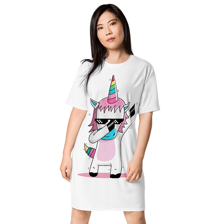 Rainbow Dab Uniporn T-Shirt Dress product image (1)