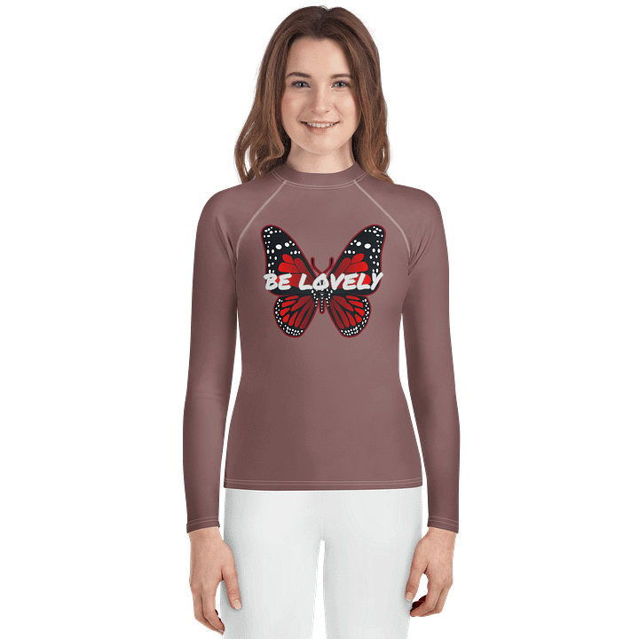 Be Lovely Butterfly Youth Rash Guard Light Wood Girl and Boy product image (1)