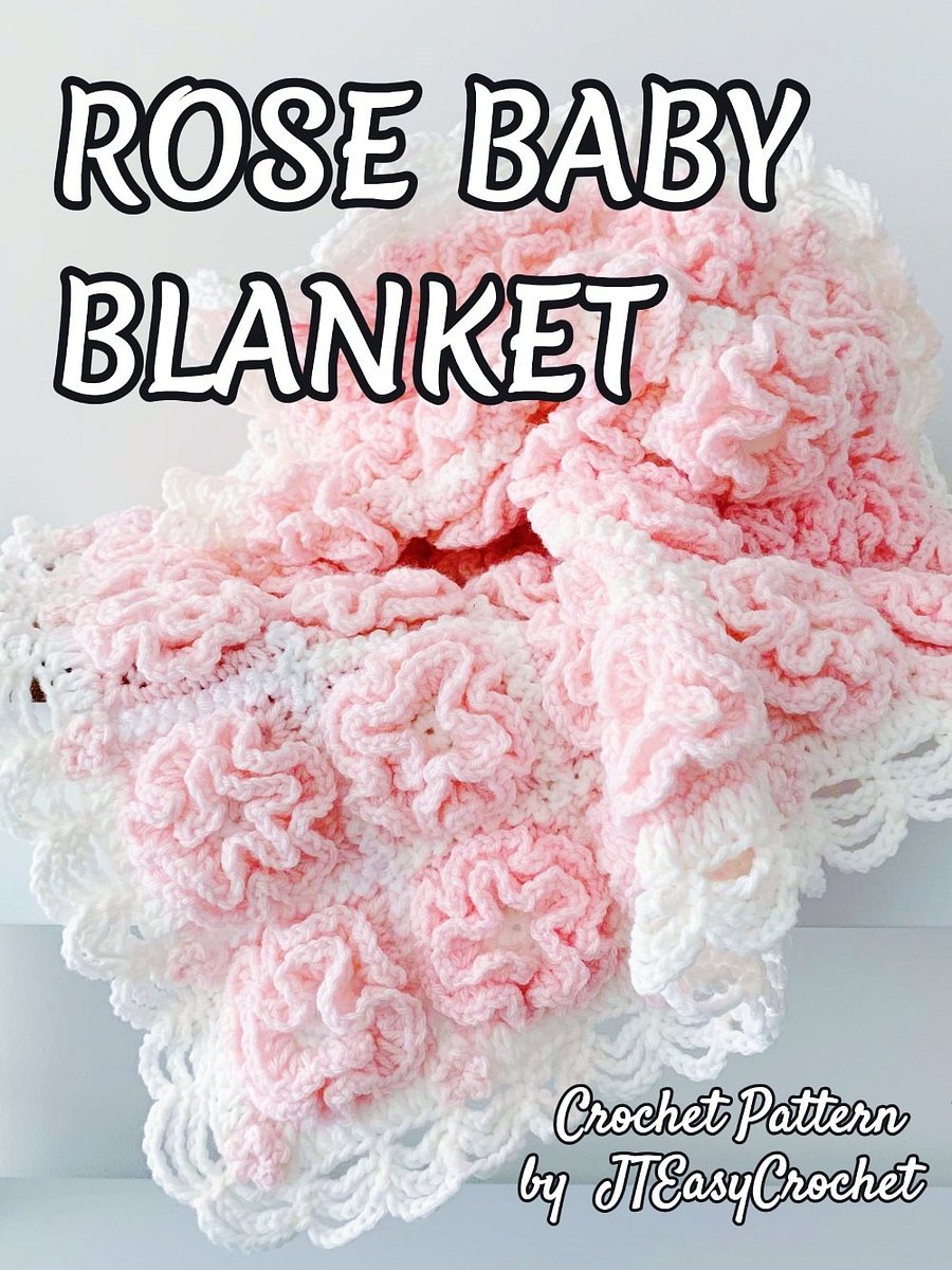 Rose Flower Baby Blanket Crochet Pattern, Floral Granny Square Throw Blanket, Boho Home Decor product image (7)
