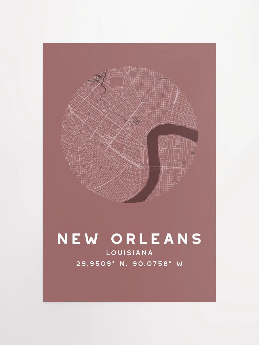 New Orleans Street Map Poster – Red Minimalist Circular City Art product image (4)