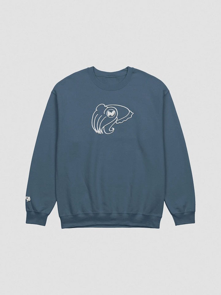 Outline White Embroidered Cuttlefish Crewneck Sweatshirt with wrist detail product image (12)