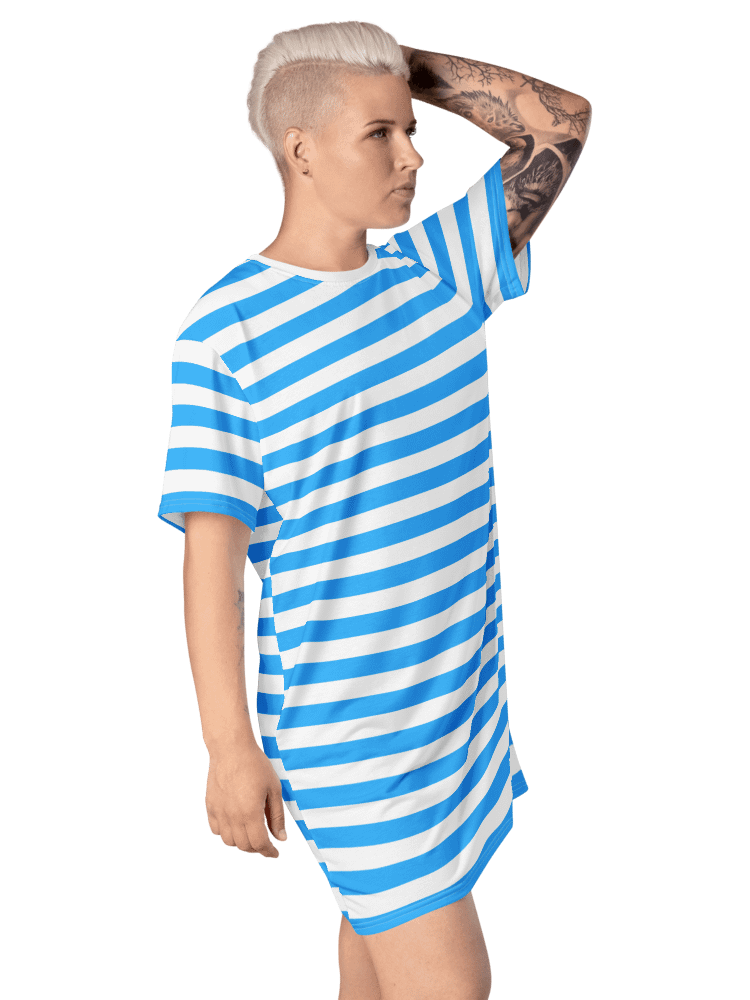 Blue Stripped Summer T Shirt Dress product image (5)