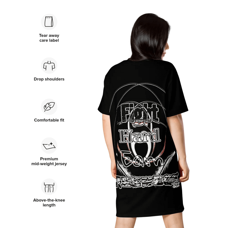Fight Hard Earn Respect - Black - T-Shirt Dress product image (11)