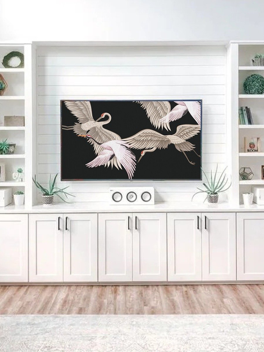 Samsung Frame TV Art Watercolor Japanese Flying Cranes Painting Screensaver Digital TV Background product image (5)