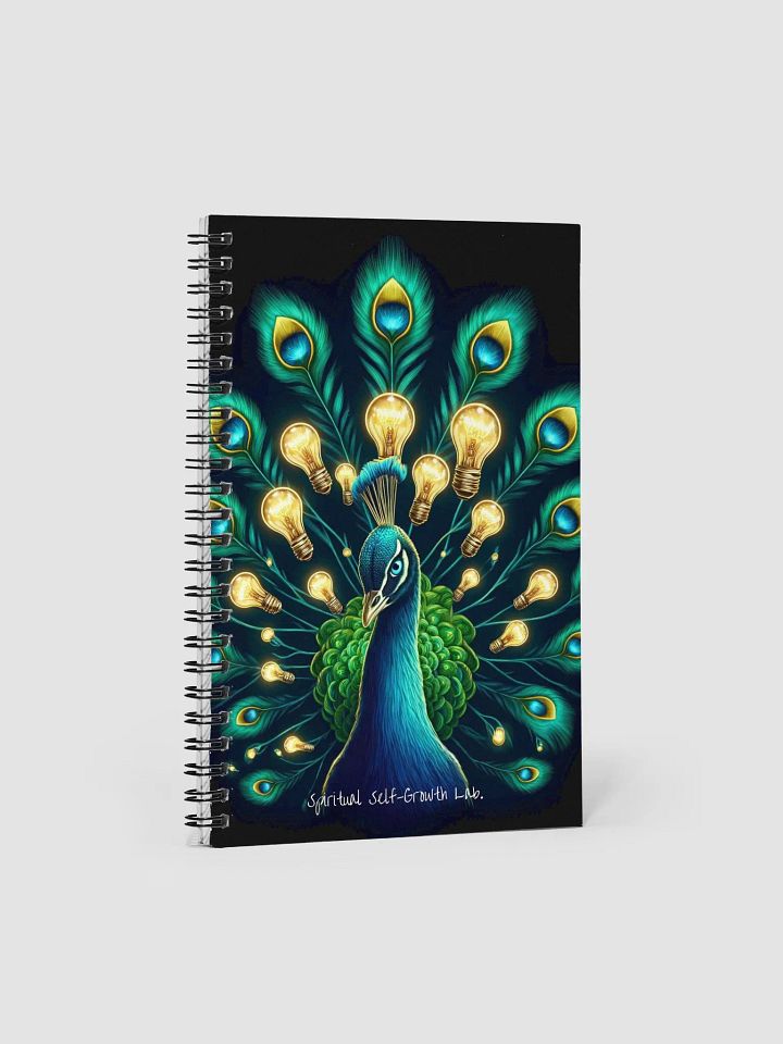 "Bloom of Ideas" – Illuminated Peacock Feather Journal for Spiritual Growth and Inspired Reflection Black ♡ product image (1)