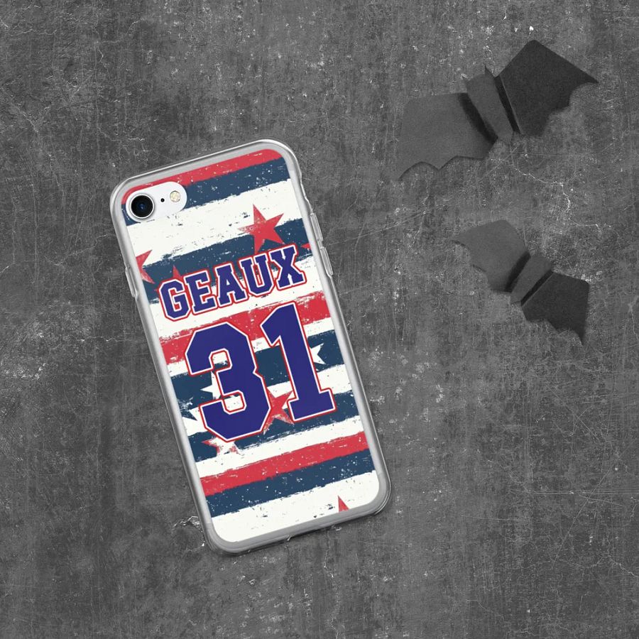 Geaux 31 - Vintage Stars & Stripes Pattern iPhone Clear Case product image (6)