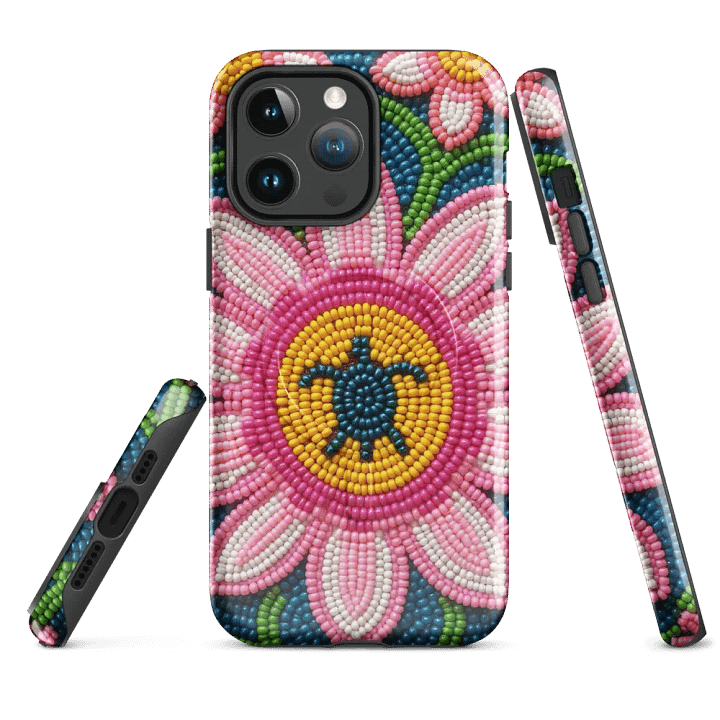 Turtle and Floral Faux-Beadwork iPhone® Tough Case product image (4)