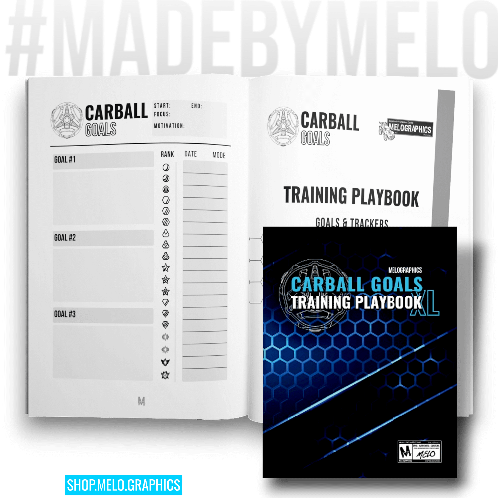 Carball Goals Training Playbook: Rocket League Training & Strategy - Notebook | #MadeByMELO product image (4)