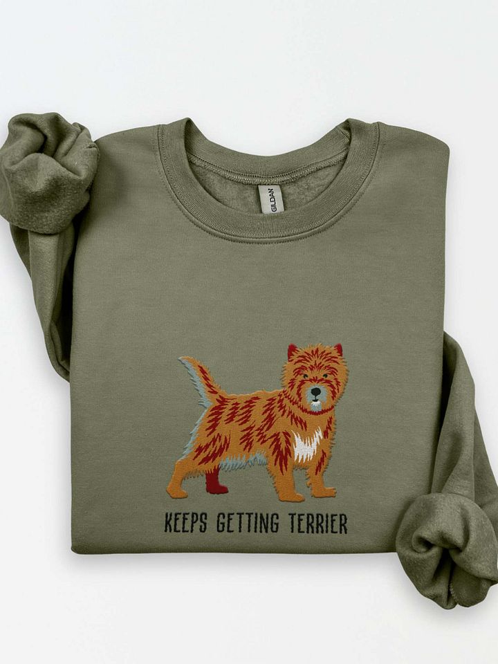 Keeps Getting Terrier Sweatshirt (Embroidered) of a Cairn Terrier(Brindle) product image (1)