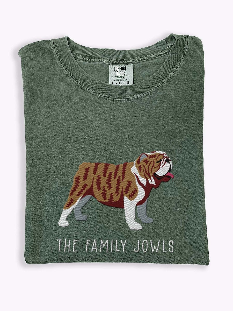The Family Jowls T-Shirt(Embroidered) of an English Bulldog(Brindle) product image (1)