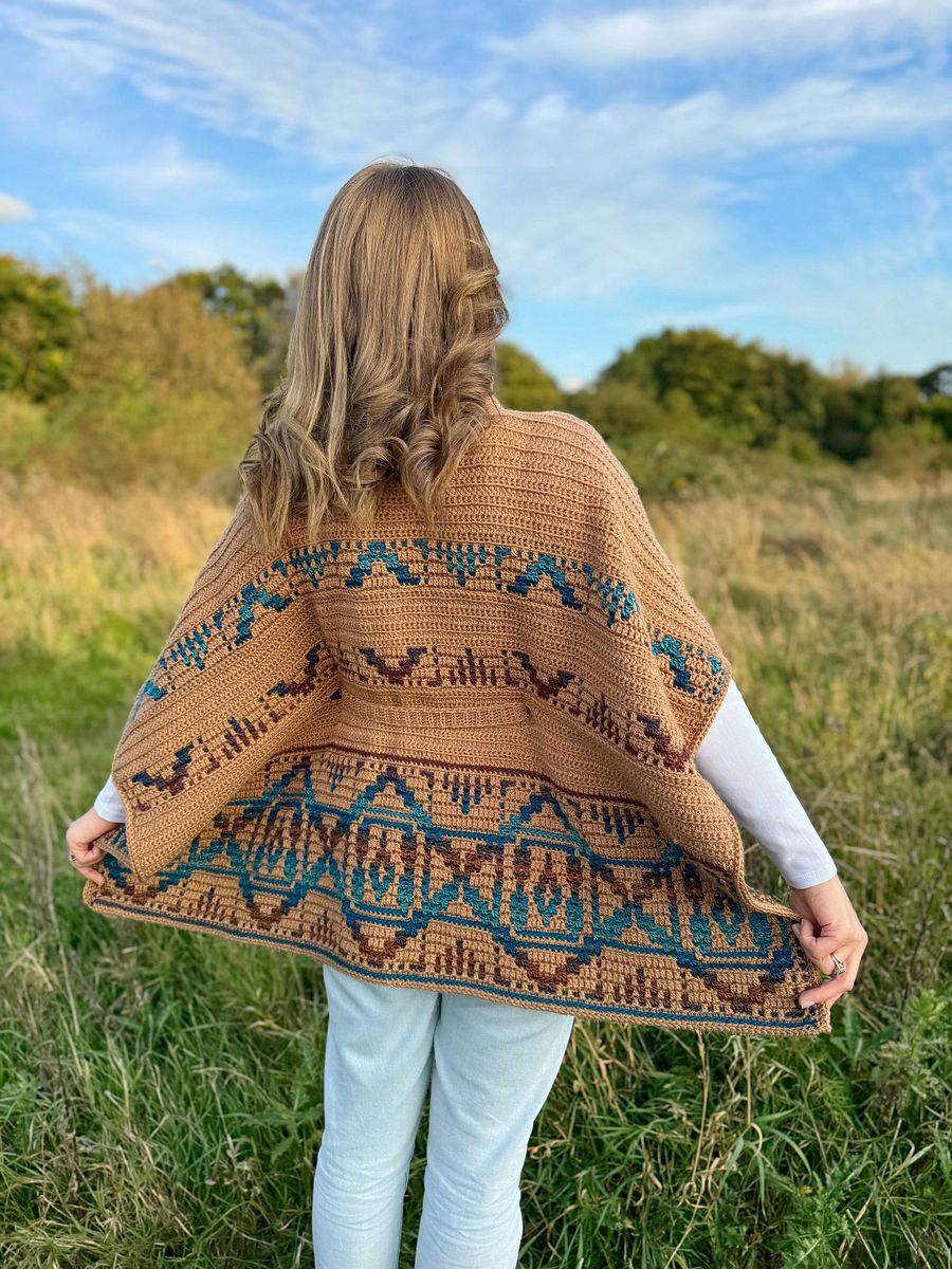 Labyrinth Poncho Adult Sizes XS to 5XL, Mosaic Crochet Poncho Pattern PDF product image (10)