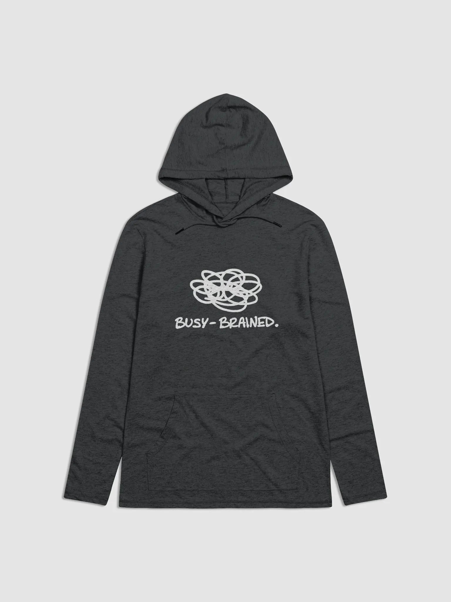 BUSY-BRAINED (white design) printed lightweight hoodie product image (2)