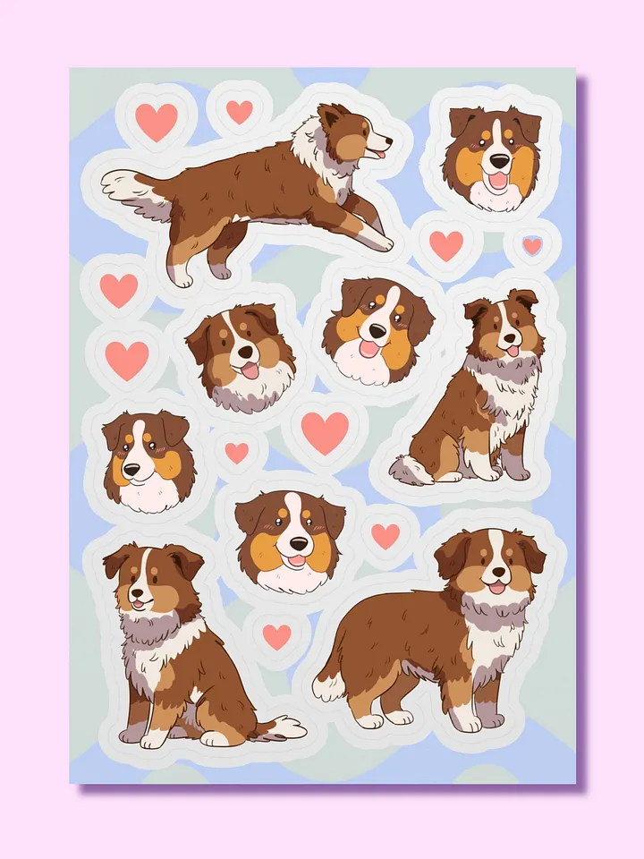 Cute Red Tri Aussie Sticker Sheet product image (1)