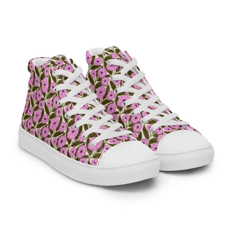 Dipladenia Dreams - Pink and Green - Mens High Top Canvas Shoes product image (7)