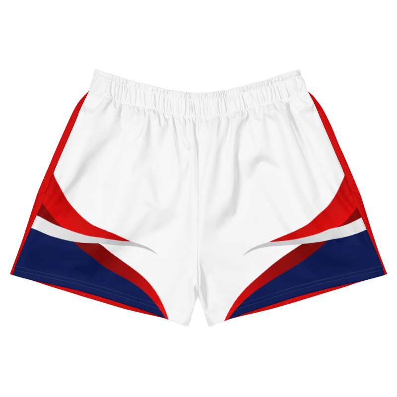 Red And White Athletic Shorts For Women With Wave Design product image (1)