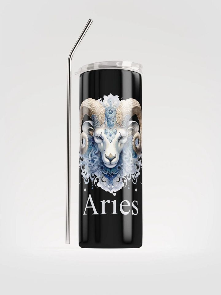 Astrology Delight: Aries Illustrated Zodiac Stainless Steel Tumbler - Reusable, Stylish, and Eco-Friendly! ♈ product image (1)