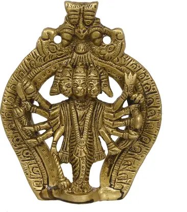 eCraftIndia Panchmukhi Lord Hanuman Brass Idol Statue Decorative Showpiece - 12 cm (Brass, Gold, Brown) product image (3)