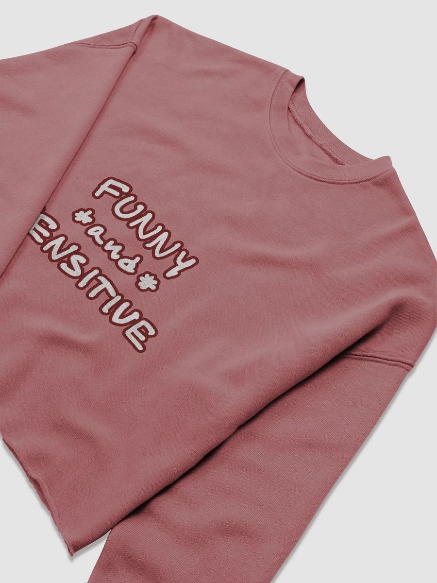 FUNNY *and* SENSITIVE (lined design, #6D1616) women’s fleece crop sweatshirt product image (21)