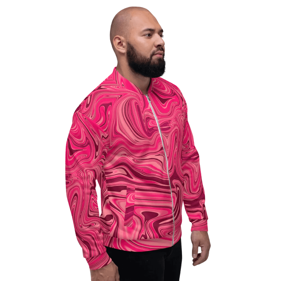 Unisex Bomber Jacket - Shades of Magenta Pink Digital Fluid Art product image (5)