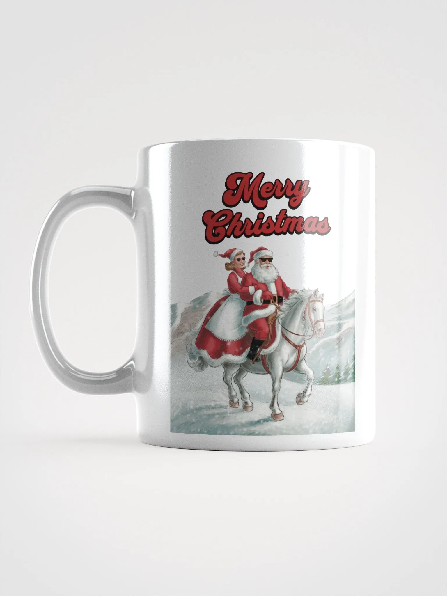Mr. and Mrs. Santa Claus Horse Riding White Mug product image (17)