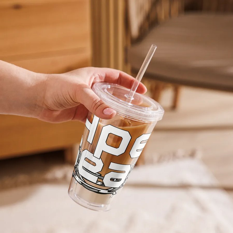 Double Wall Clear Plastic Tumbler (16 oz) - White HApex Gear White Logo product image (11)