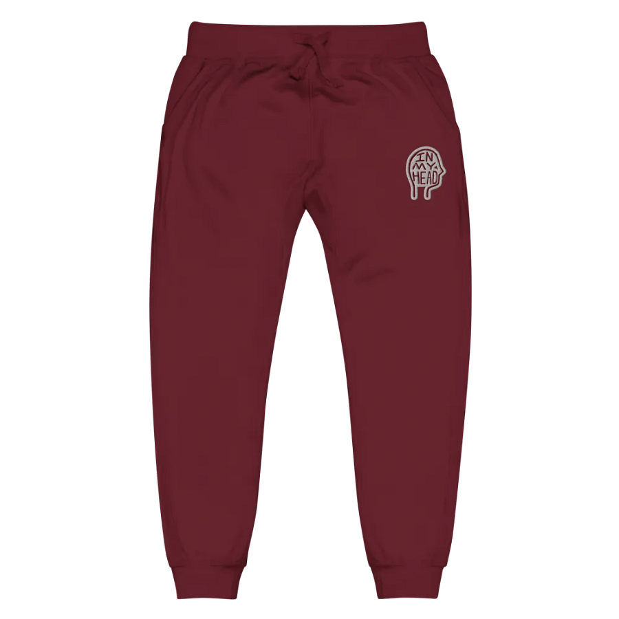 In My Head (maroon bubble design) embroidered fleece joggers product image (8)