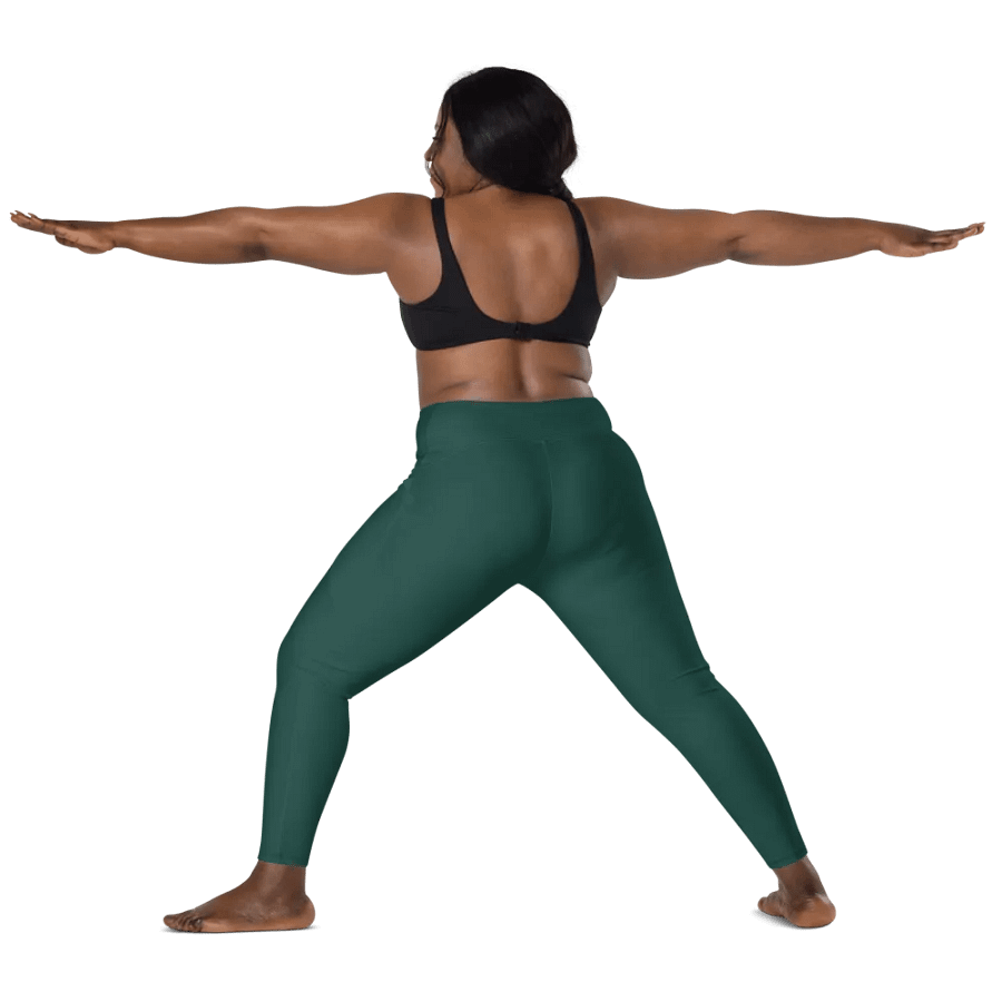 Plain Dark Green Soft Summer Women's High Waisted Premium Crossover Leggings with Pockets by Treasure Pie product image (12)