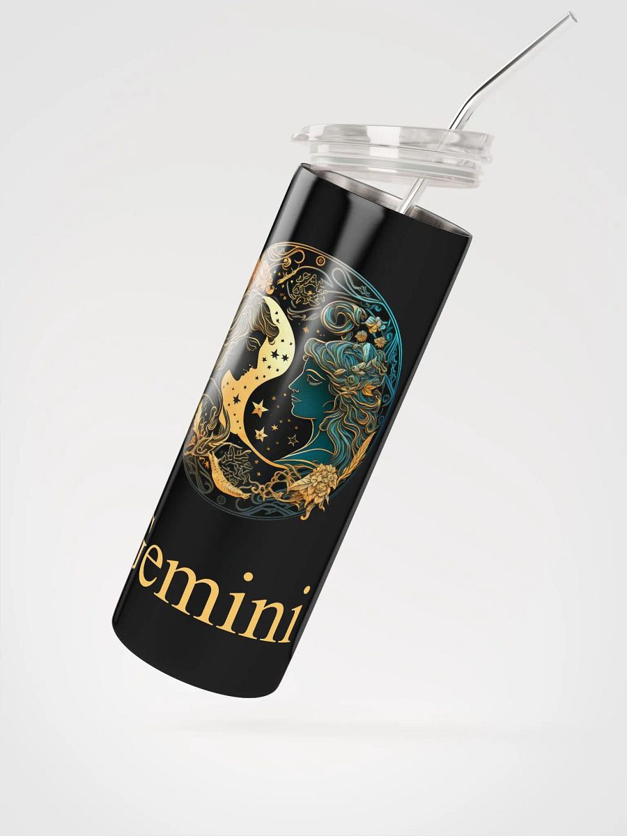 Black Gemini Zodiac Stainless Steel Tumbler - Illustrative Gemini Charm product image (2)