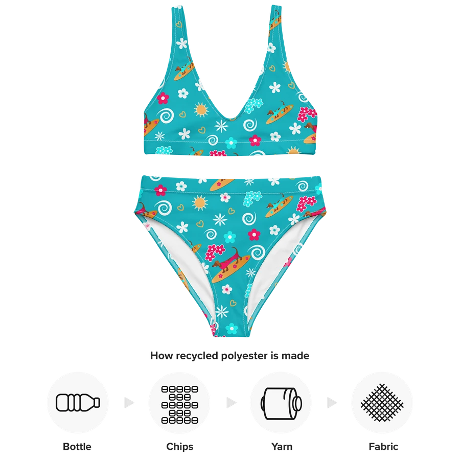 Surfing Dachshund Pattern High Waisted Bikini product image (4)