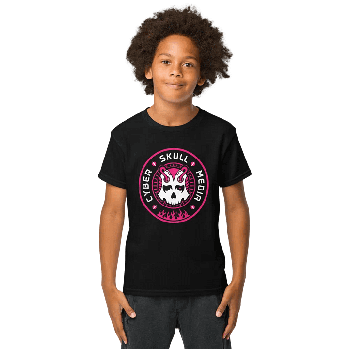 Youth Cyber Skull Media Logo Tee | Pink product image (1)