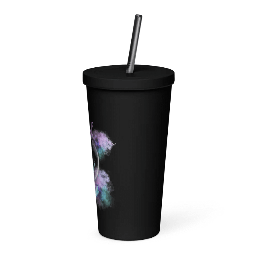 Insulated tumbler with beautiful swirly blue water splash and drops design featuring “grateful’ product image (3)