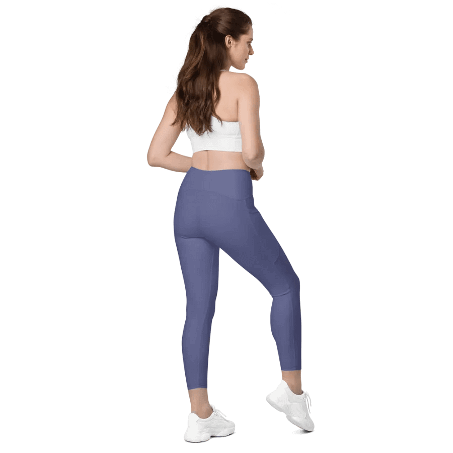 Plain Dark Purple Soft Summer Women's High Waisted Premium Crossover Leggings with Pockets by Treasure Pie product image (7)