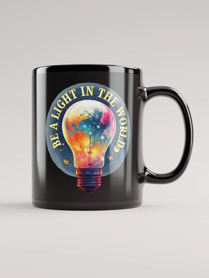 Reflective Bulbs Graphic | Black Coffee Mug | Be A Light In The World product image (2)