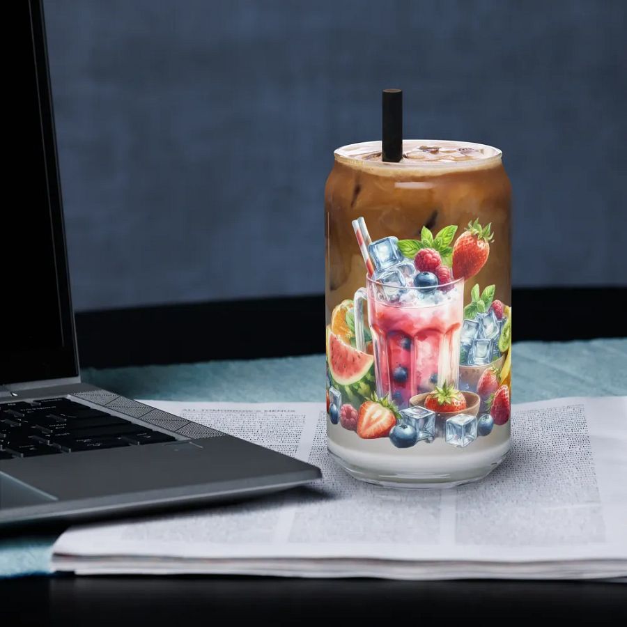 Fruit juice with fruit slice mixed water affect, design_05-Can-Shaped Glass product image (3)