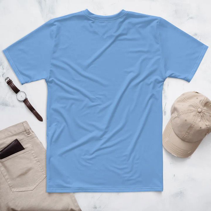 Plain Light Blue True Summer Men's Crewneck Polyester Heavyweight Premium T-Shirt by Treasure Pie product image (2)
