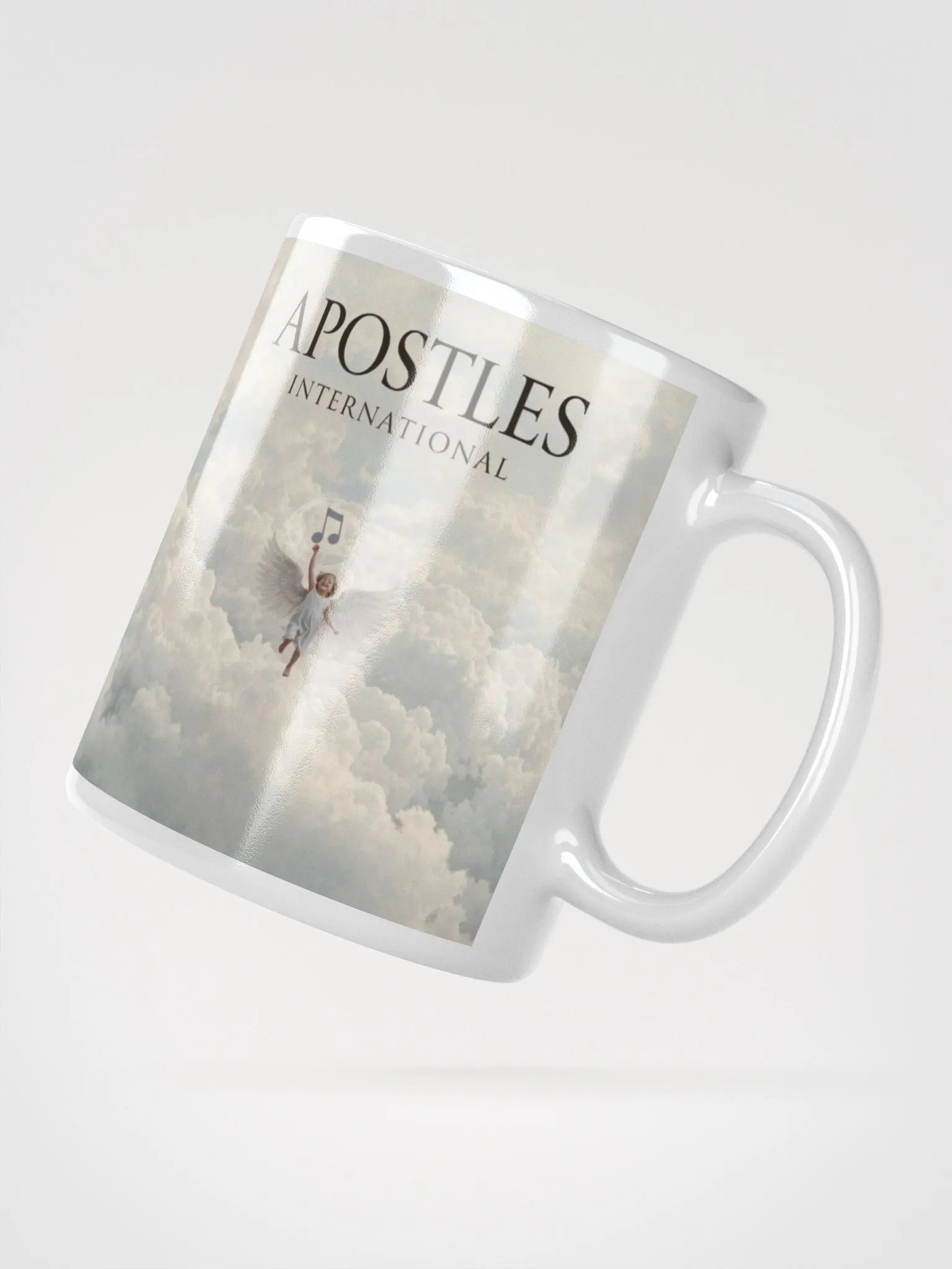 Apostles International Angel + Clouds Logo White Mug Cup product image (3)