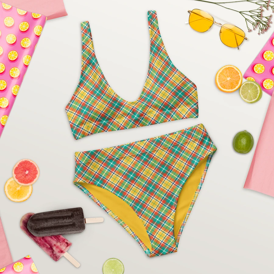 Yellow and Seafoam Green Plaid Bikini product image (9)