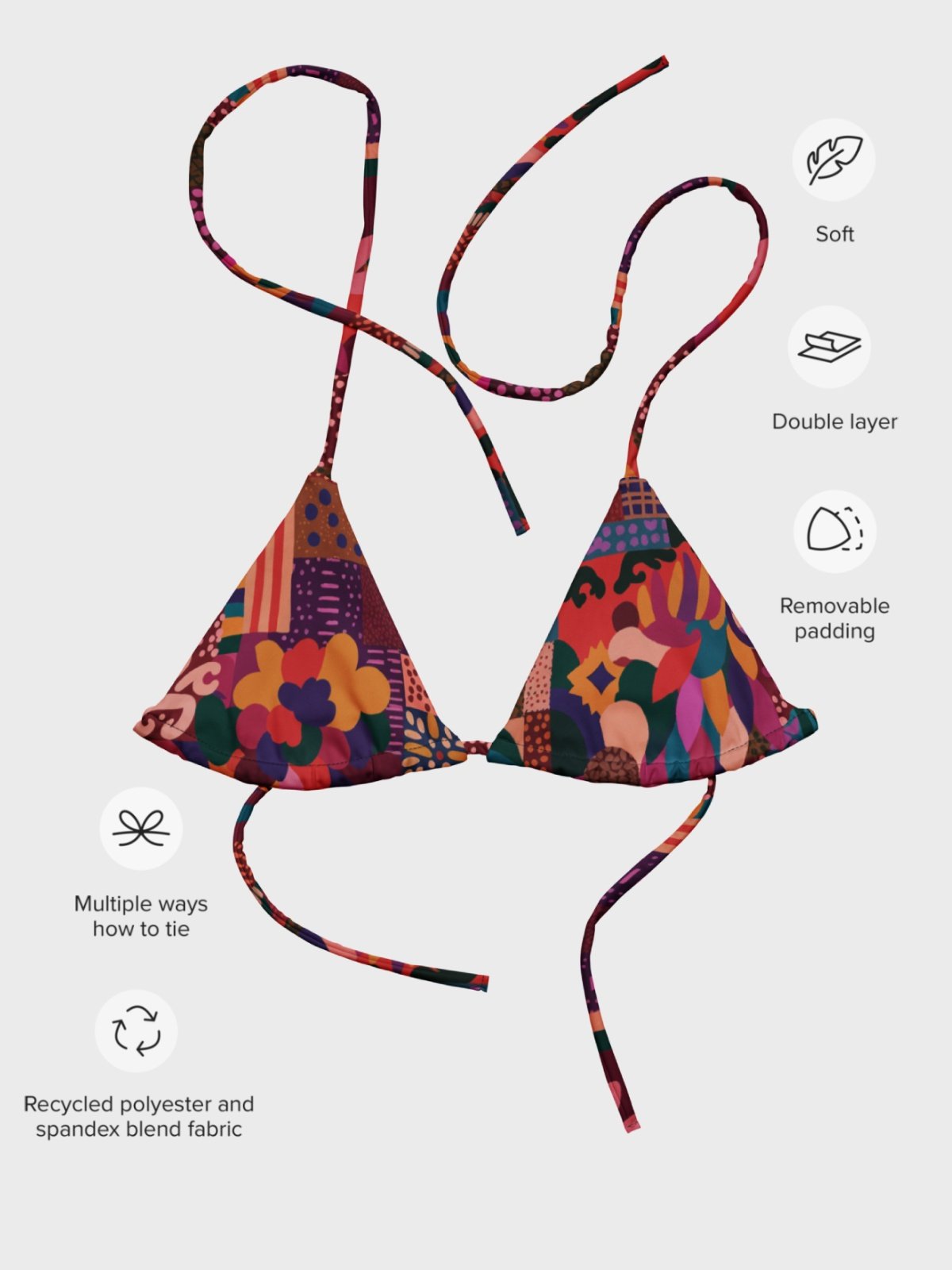 Triangle Bikini Top "Abstract African Ethnic Pattern" product image (5)