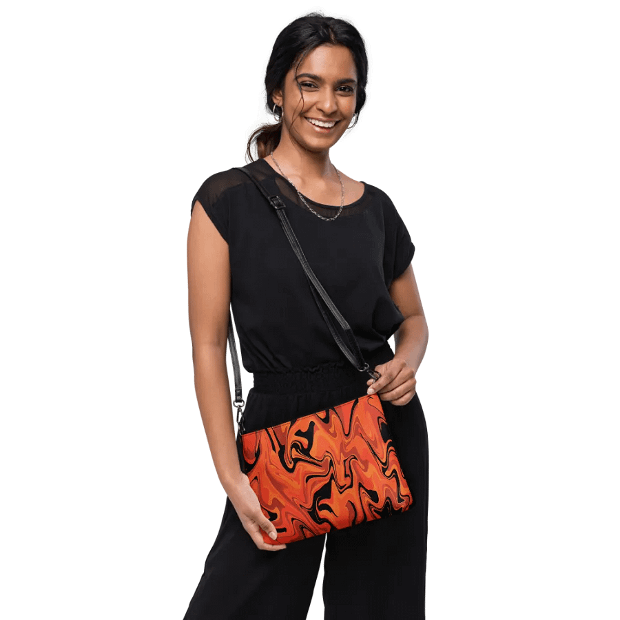 Orange Swirl Flip-Sided Faux Leather Crossbody Bag product image (2)