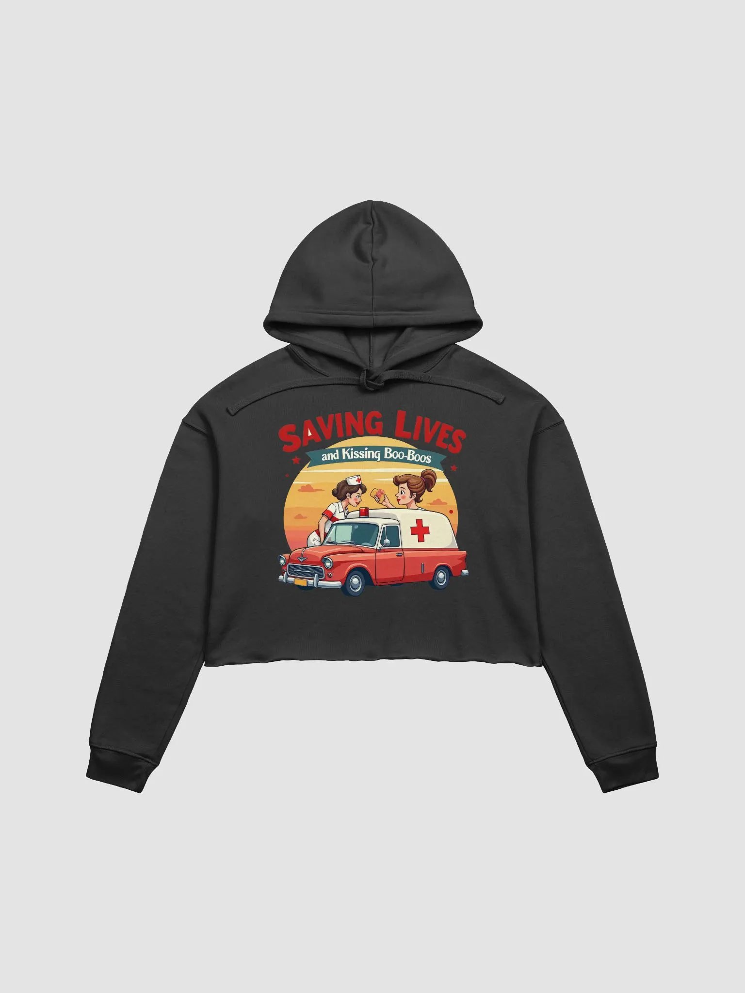 Vintage Nurse Ambulance Crop Hoodie product image (8)