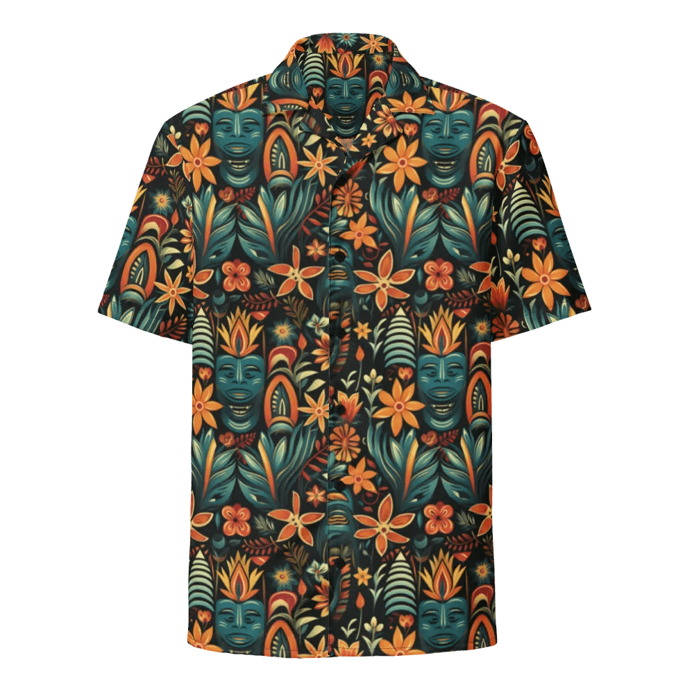 Tribal Floral Tiki Hawaiian Shirt product image (1)