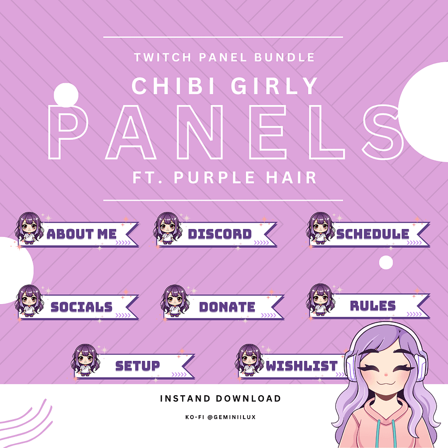 cute chibi girly purple hair product image (1)