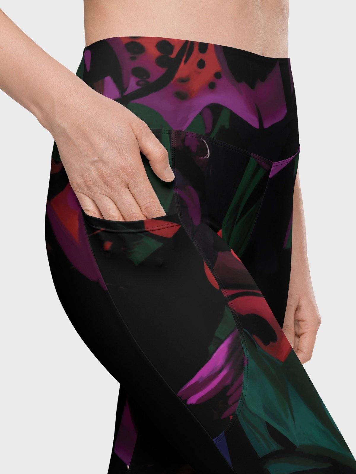 Leggings with Pockets "Blosoom At Midnight" product image (9)